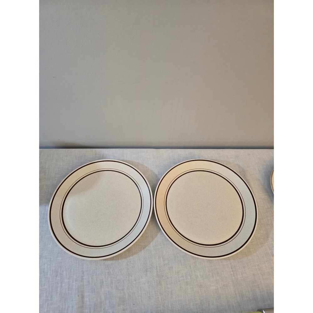 Lenox Temper-ware Dinner Plates Tan Brown Cottonwood Set of 2 10.5" Excellent